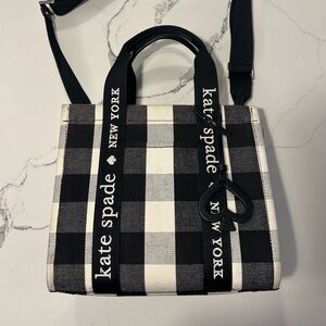 Kate Spade Black and White Plaid Handbag Tote